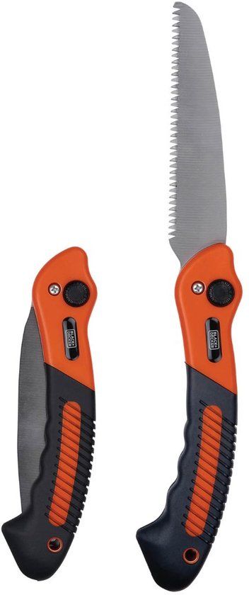 BLACK+DECKER Takkenzaag Opvouwbaar - 22,5 x 6 x 3,5 CM - Gekartelde, Stalen Snijkop - Oranje/ Zwart