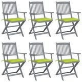 Acaciahout Fauteuils pliants 6 pc avec coussins