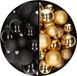 Kaemingk B.V. Boules de Noël 60x pièces - mélange or/noir - 4-5-6 cm - plastique