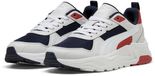 PUMA Trinity 2 LT Jr Sneakers Unisex Kinderen Maat 38.5 Textiel Rubber Navy/White/Feather Gray/Red Fire