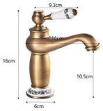 StarTech Oliebrons Badkamerkraan - Wastafelkraan - Vintage - Éénhendelbediening - Warm en koud water - Bloemmotief keramische handgreep - Installatie met één gat