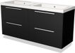 Maxaro Badkamermeubel 140 cm Modulo Mat Zwart 4 Lades Vlak Wastafel Mineraalmarmer