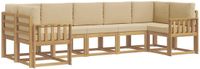 vidaXL Hoek loungeset 7-delig Wit en Beige Acacia Hout