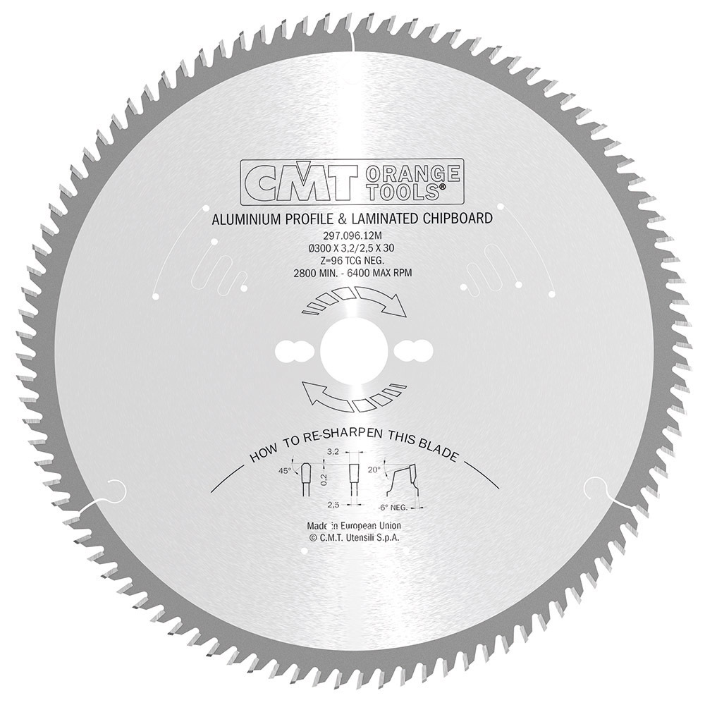 CMT 296.190.64M HW Cirkelzaagbladen - 190 x 30 x 64T - Aluminium/Metaal/Composietplaten/Kunststof