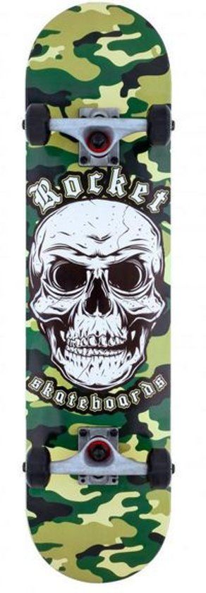 Rocket Skateboards Rocket Combat Skull 7.75'' Skateboard - Groen