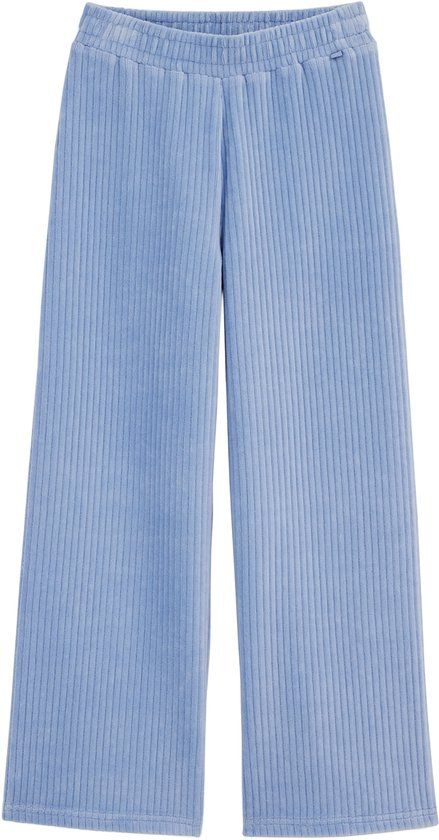 WE Fashion Meisjes velvet broek van ribstof lichtblauw