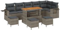 vidaXL Tuinbank Set 11-delig Grijs Polyrattan