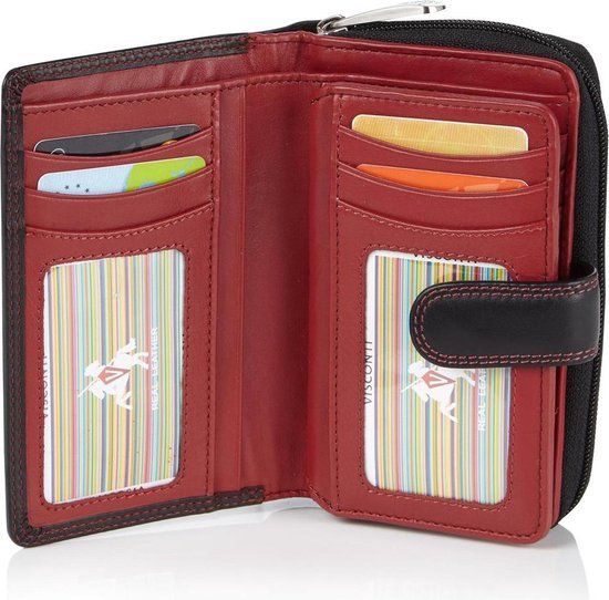 Visconti Colorado Leather Wallet - CD22 Red - Women's - 18 Card Slots - RFID - Red