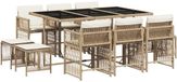 vidaXL Ensemble de jardin 11 pièces avec coussins poly rotin beige