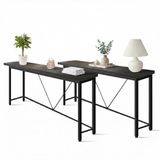 IvoQ Sidetables - Set van 2 - Zwart - Smalle Industriële Consoletafels - 120x23 cm - Haltafels