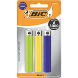 BIC aansteker Maxi J26 neutraal, gesorteerd, blisterverpakking van 3 stuks (1 x 3 stuks)