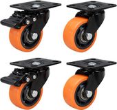 Merkloos Relaxdays Zwenkwielen, set van 4, 75 mm, 600 kg, met rem, zwart/oranje