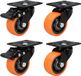 Merkloos Relaxdays Zwenkwielen, set van 4, 75 mm, 600 kg, met rem, zwart/oranje