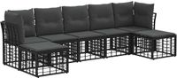 vidaXL - Hoek loungeset - Zwart - Polyester - 7 zitplekken