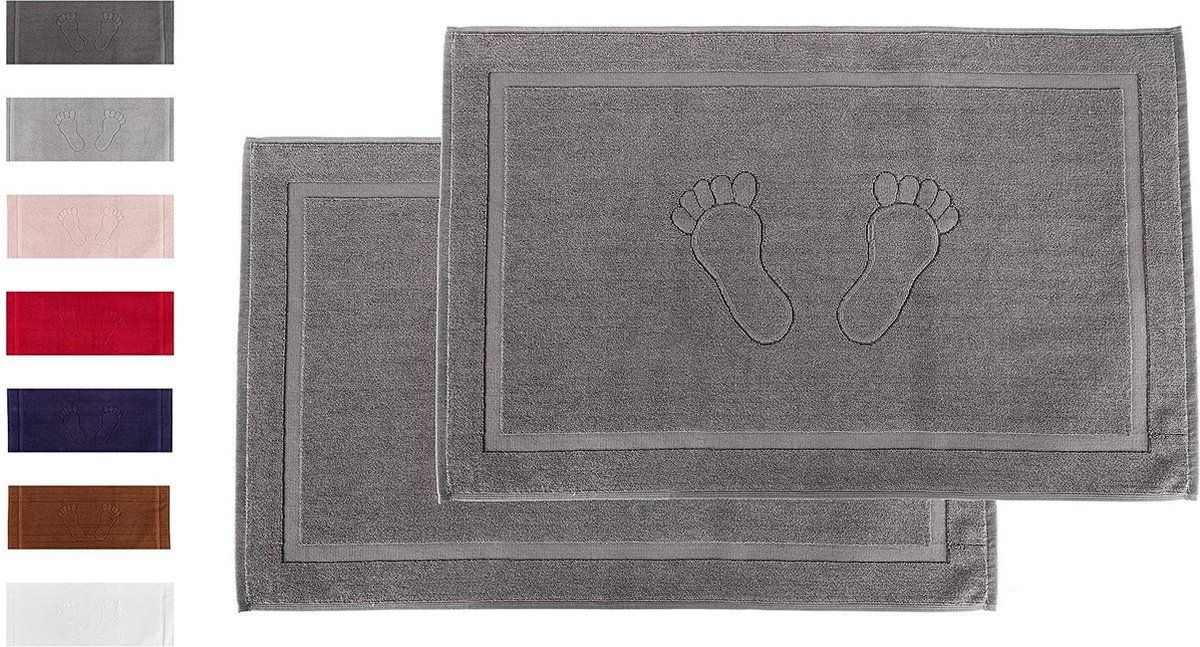 Komfortec Badmat Set van 2 stuks - 50 x 80 cm - Antraciet Grijs - Katoen