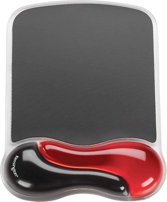 Kensington Muismat Met Gelvulling En Polssteun, Antislip, Rood/Zwart