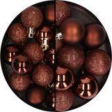 Cosy&Trendy Cosy and Trendy Kerstballen - 32 stuks - Donkerbruin - 3 en 6 cm - Kunststof