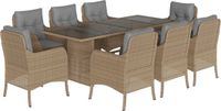 vidaXL 9-delige Tuinset met Kussens - Poly Rattan - Beige