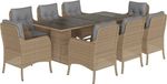 vidaXL 9-delige Tuinset met Kussens - Poly Rattan - Beige