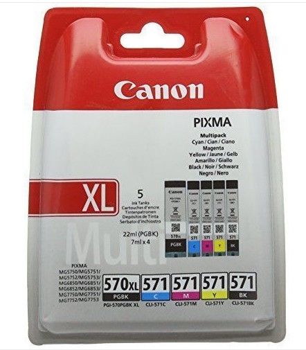 Canon PGI-570XL/CLI-571 - Multipack - 5 Cartridges - Black, Cyan, Magenta, Yellow