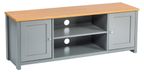 Meuble TV en hêtre, gris, 130x35x49,5 cm