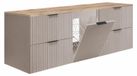 3xE living Meuble sous-vasque 160 cm, chêne noyer, poignée dorée