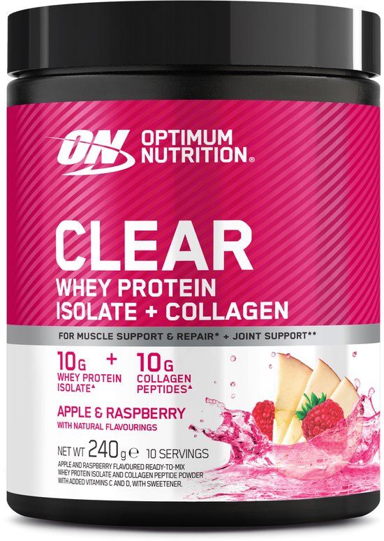 Optimum Nutrition Clear Whey Protein Isolate + Collagen Apple Raspberry 240g