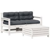 vidaXL Loungeset met kussens massief grenenhout wit 3-delig