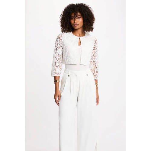 Morgan gebloemde cropped blazer wit