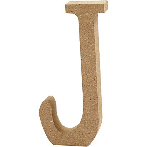 Creative "J" MDF letter, bruin, 13 x 2 cm