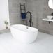 Hudson Reed Otterton Baignoire îlot moderne ovale – Blanc – 180 cm x 75 cm – Trop-plein gris métallisé