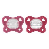 Chicco Rubber Dual Soft fopspeen van siliconen, 16-36 maanden, tweekleurig, set met dubbele zachtheid, ondersteunt de ademhaling en bevordert de juiste mondontwikkeling, 2 stuks, meisjes