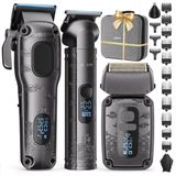 Merkloos Tondeuse - Trimmer en scheerapparaat voor heren - 11 geleidekammen - LED-display - Oplaadbaar - Waterdicht