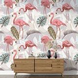 Papier peint à motif XL - Flamants roses - 6 lés de 65x260 cm - Surface L 390 x H 260 cm