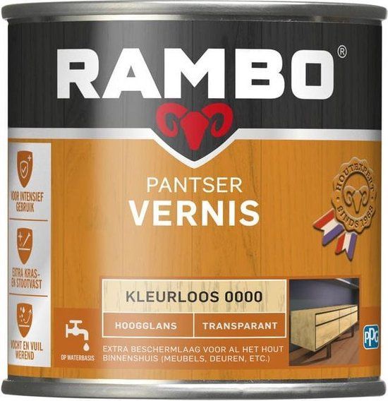 Rambo Pantser Vernis Acryl - Transparant Hoogglans - 0.25L