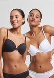 Urban Classics Basic Cotton Lace 2Pack BH - 75A - Zwart/Wit