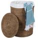 Rotan panier à linge – Boîte à linge ronde avec couvercle et sac intérieur – Panier de rangement – Cleo Marron