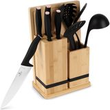 BerlingerHaus Bloc à couteaux avec set d'ustensiles de cuisine et planche à découper Noir Or Rose - 12 pièces