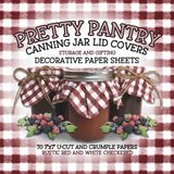 Pretty Pantry Canning Jar Lid Covers Rustic Red and White Checkered Gingham Pattern Decorative Paper Sheets for Mason Jars Antique-Style Home and Cottagecore Picnic Basket-Inspired Look