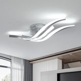 Comely LED Plafonnier, 24W 2700LM Modern Golfdesign Plafondlamp, Binnenlamp voor Woonkamer Gang Keuken Slaapkamer, Koel Wit 6500K, Zilver, 52CM