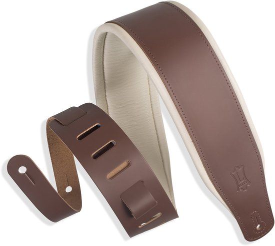 Levy's Leathers 7,6 cm brede lederen gitaar riem met schuim vulling en kledingstuk lederen rug 0 Bruin/crme