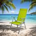 Bol Chaise de jardin, pliable, avec dossier haut, cadre en aluminium, revêtement en textile, gris argent/vert citron