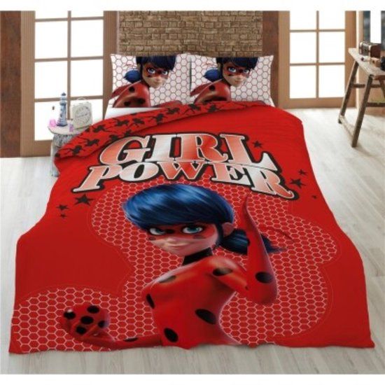 4KidsOnly Miraculous Dekbedovertrek Girl Power 140 x 200 cm + 63 x 63 cm - Polyester