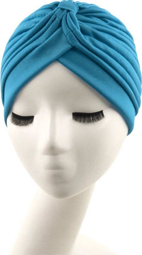 Turban - Hijab - Hoofddeksel - Chemomuts - Islamitisch - Tulband - Muts - Chemo - Unisex - Polyester - Cyan