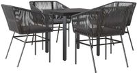 vidaXL 5-delige Tuinset met Kussens, Poly Rattan, Glas, Zwart