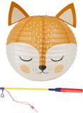 Ostaria Set Japanse bol lampion met stokje - vos thema - lichtje