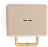 CREATE - Sandwichmaker, grill en wafelijzer met 5 platen (grill, wafel, sandwich, taiyaki, pannenkoeken) - STONE STUDIO DUBBEL - Zandkleur
