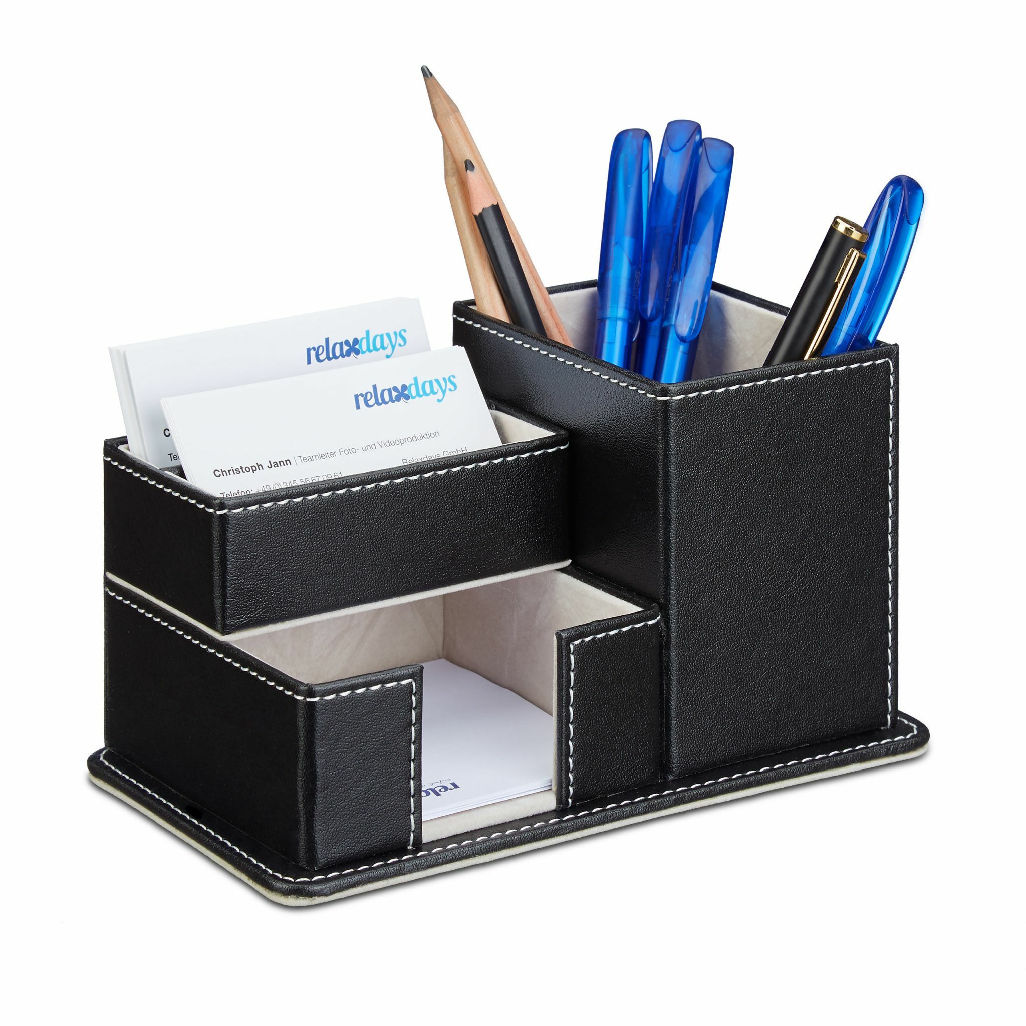 Pennenbakje kunstleer - zwart - bureau organizer