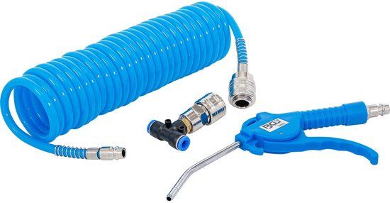 BGS Perslucht-uitblaaspistool met perslucht-spiraalslang en T-verbinder - 74253