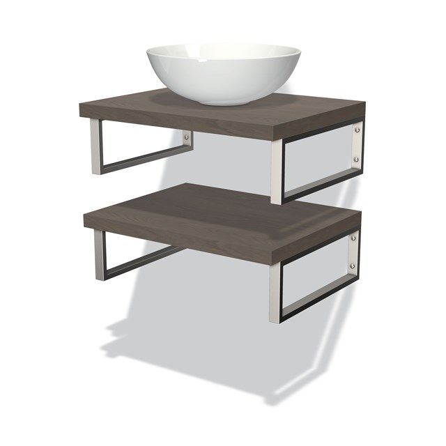 Maxaro Badkamermeubel Modulo Plato 60 cm Donkerbruin Eiken 2 Wastafelbladen